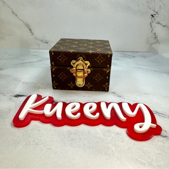 Louis Vuitton Monogram Ring Box Trunk Case LV Mini Clutch Gold Vintage Brown - Picture 2 of 15